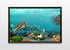 black frame wood framed original painting great barrier reef turtle wall art print
